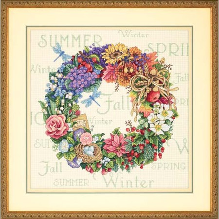 Gold Collection Wreath Of All Seasons Counted Cross Stitch Kit